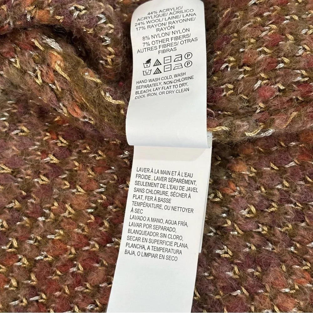 Lucky Brand Metallic Stitch Lux open cardigan sweater wool blend XS